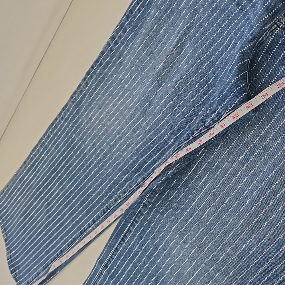 Good American GOOD EASE RELAXED DIAMOND JEANS - NWT - Size 6 - crystal pinstripe - Picture 7 of 16